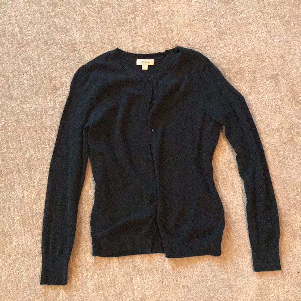 Black long sleeve cardigan sweater